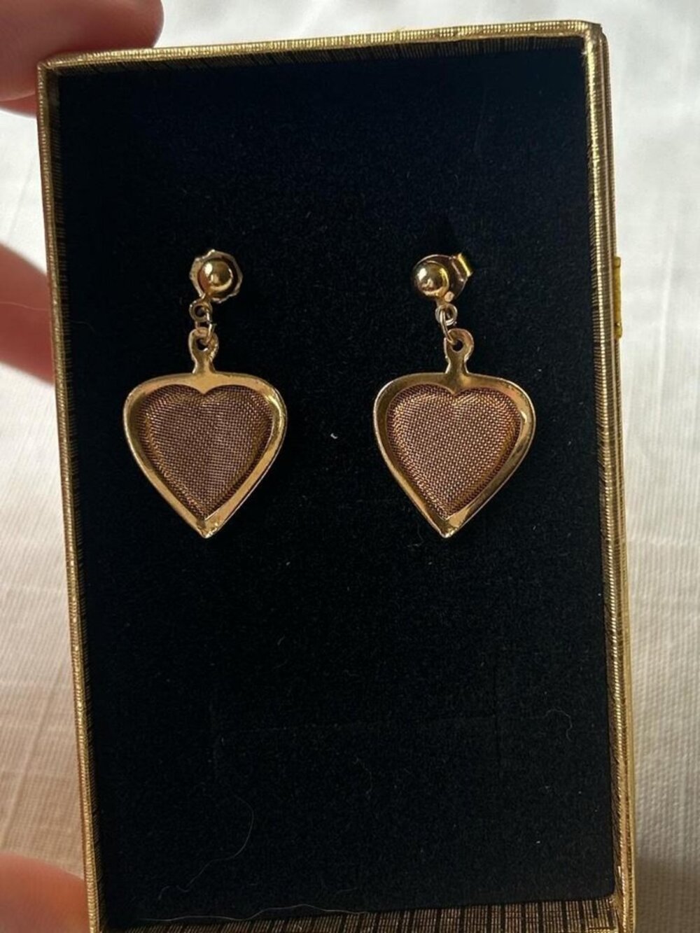 Gold Heart Drop Earrings Costume Jewelry